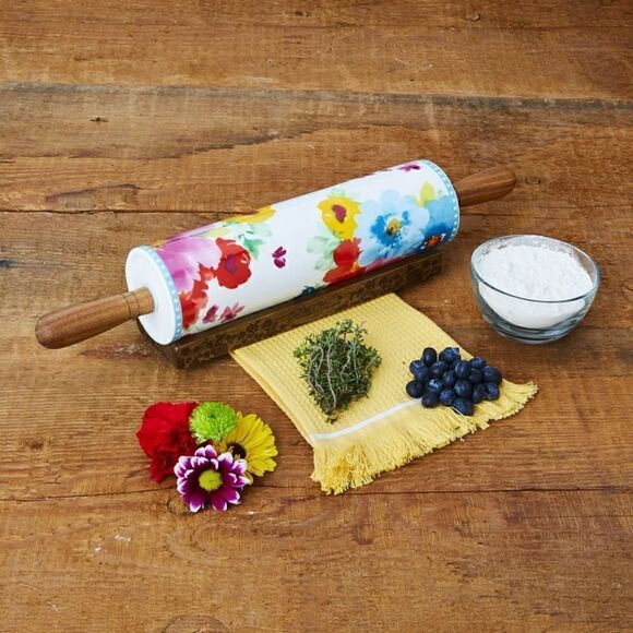 🦋 New Pioneer Woman Breezy Blossom Rolling Pin with Stand - Picture 4 of 7